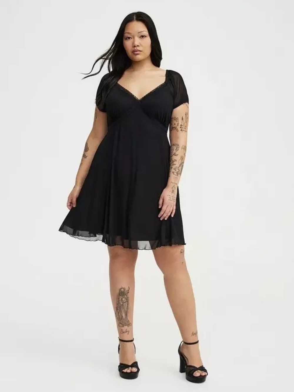 Torrid Mesh Mini Dress Black Short-Sleeve Size 2